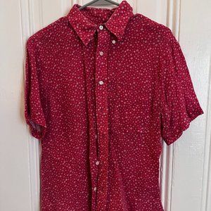 Unionmade Men's Medium Red Floral Short Sleeve Shirt